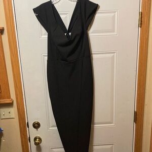 Boohoo Classic Black Dress with Draped Neckline 14